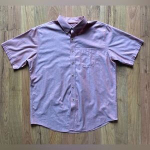 LL Bean Trim Fit Cotton Mens XL Oxford Pink Short Sleeve Button Down Shirt